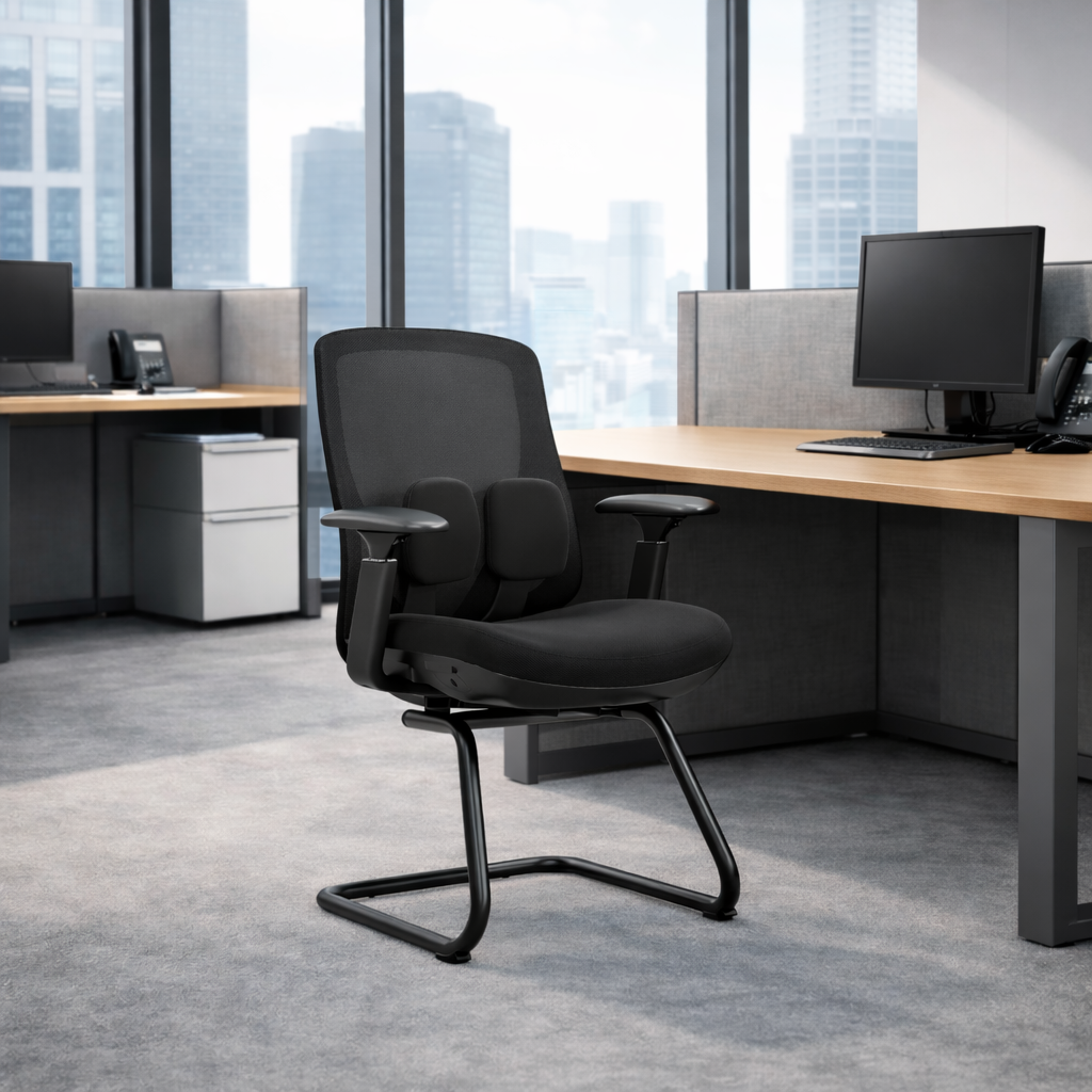 Saddle-Base Office Chair - 4D Adjustable Armrests & Adaptive Lumbar Support Mesh Conference Desk Chair For Home Office