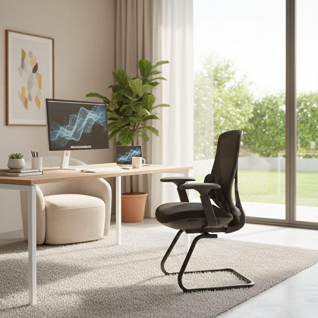 Saddle-Base Office Chair - 4D Adjustable Armrests & Adaptive Lumbar Support Mesh Conference Desk Chair For Home Office