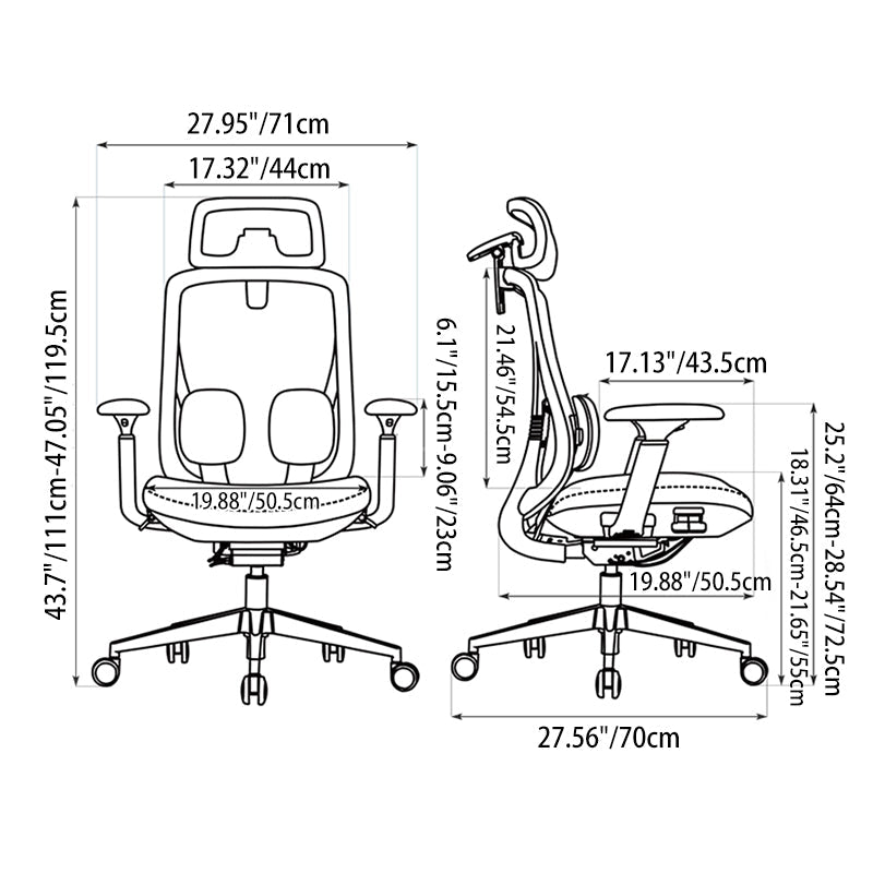 Modern Ergonomic High-Back Executive Chair - 4D Tri-Joint Headrest & Adaptive Lumbar Support Mesh Office Chair For Home Office