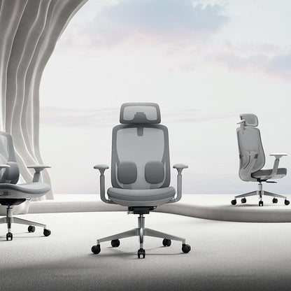 Modern Ergonomic High-Back Executive Chair - 4D Tri-Joint Headrest & Adaptive Lumbar Support Mesh Office Chair For Home Office