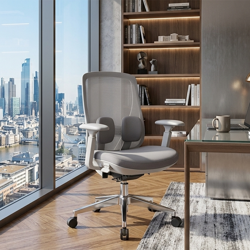 Modern Minimalist Cable-Controlled Office Chair - 360° Lumbar Adjust Heavy-Duty Aluminum Base & Safety Gas Lift Silent Caster Desk Chair For Home Office