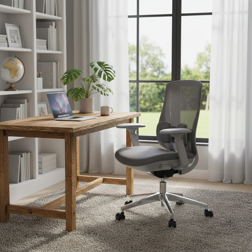 Modern Minimalist Cable-Controlled Office Chair - 360° Lumbar Adjust Heavy-Duty Aluminum Base & Safety Gas Lift Silent Caster Desk Chair For Home Office