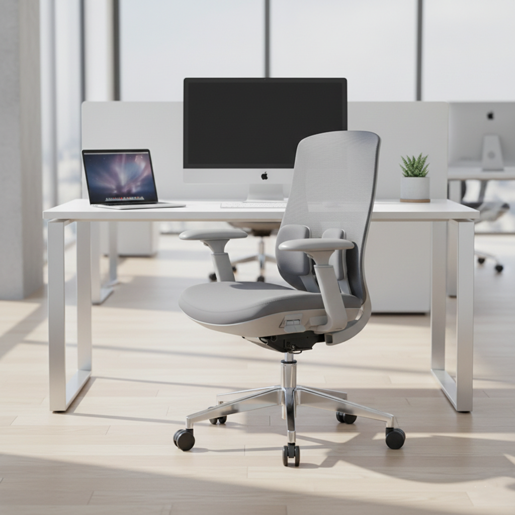Modern Minimalist Cable-Controlled Office Chair - 360° Lumbar Adjust Heavy-Duty Aluminum Base & Safety Gas Lift Silent Caster Desk Chair For Home Office