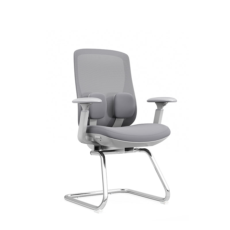 Modern Minimalist Sled Base Office Chair - Adaptive Lumbar Support & 4D Adjustable Armrest Mesh Conference Desk Chair For Home Office
