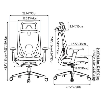 Modern Minimalist High-Back Mesh Executive Desk Chair - 4D Adjustable Headrest & Lumbar Support Silent Caster Ergonomic Office Chair For Home Office