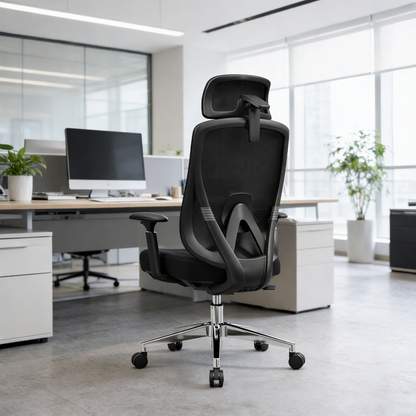 Modern Minimalist High-Back Mesh Executive Desk Chair - 4D Adjustable Headrest & Lumbar Support Silent Caster Ergonomic Office Chair For Home Office