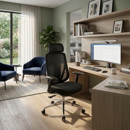 Modern Minimalist High-Back Mesh Executive Desk Chair - 4D Adjustable Headrest & Lumbar Support Silent Caster Ergonomic Office Chair For Home Office