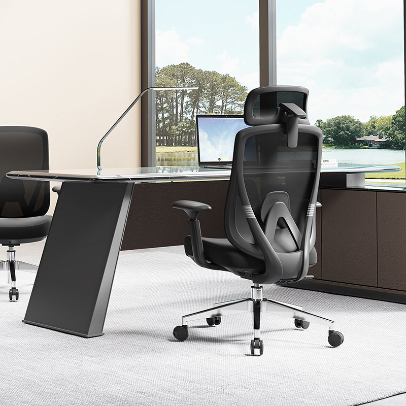 Modern Minimalist High-Back Mesh Executive Desk Chair - 4D Adjustable Headrest & Lumbar Support Silent Caster Ergonomic Office Chair For Home Office