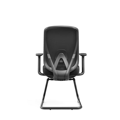 Sleek Minimalist Bow Reception Chair - Breathable Mesh Pressure-Relief Cushion High-Resilience Sponge Desk Chair For Home Office