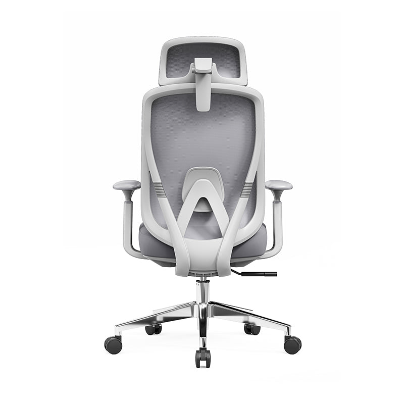 Modern Minimalist Grey High-Back Mesh Executive Chair - 4D Adjustable Headrest & Tilt Ergonomic Office Chair For Home Office
