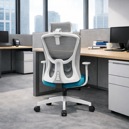 Modern Minimalist High-Back Mesh Office Chair - Adjustable Headrest Ergonomic Lumbar Support Silent Casters Desk Chair For Home Office