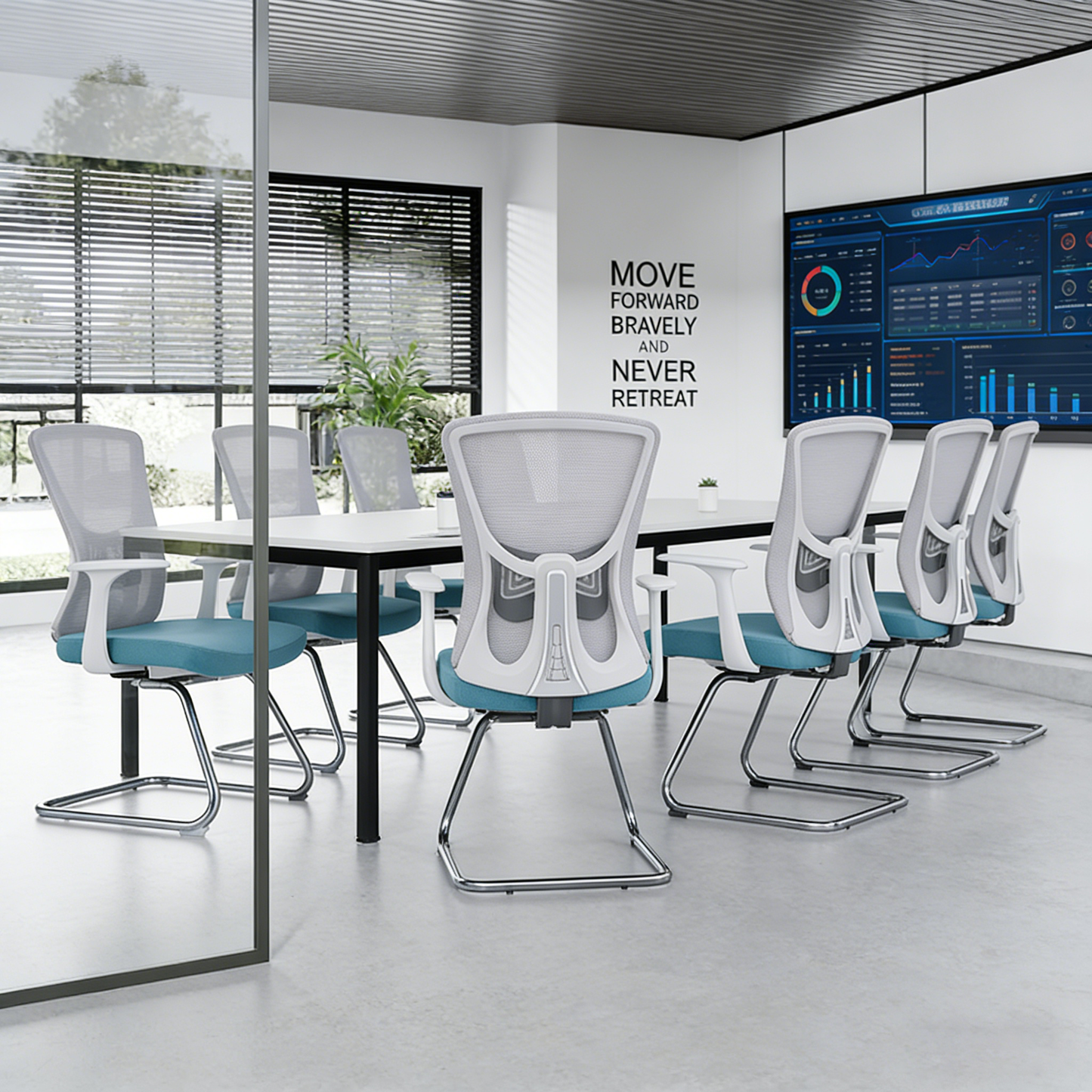 Modern Minimalist Mesh Cantilever Reception Chair - Breathable Backrest Ergonomic Lumbar Support Business-Ready Versatile Design Desk Chair For Home Office