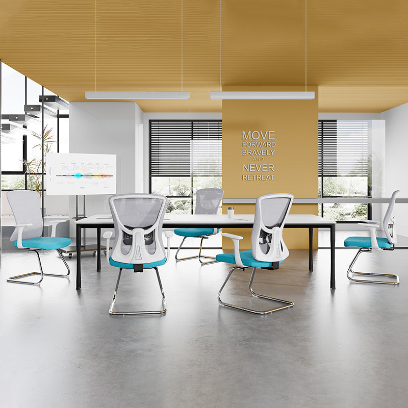 Modern Minimalist Mesh Cantilever Reception Chair - Breathable Backrest Ergonomic Lumbar Support Business-Ready Versatile Design Desk Chair For Home Office
