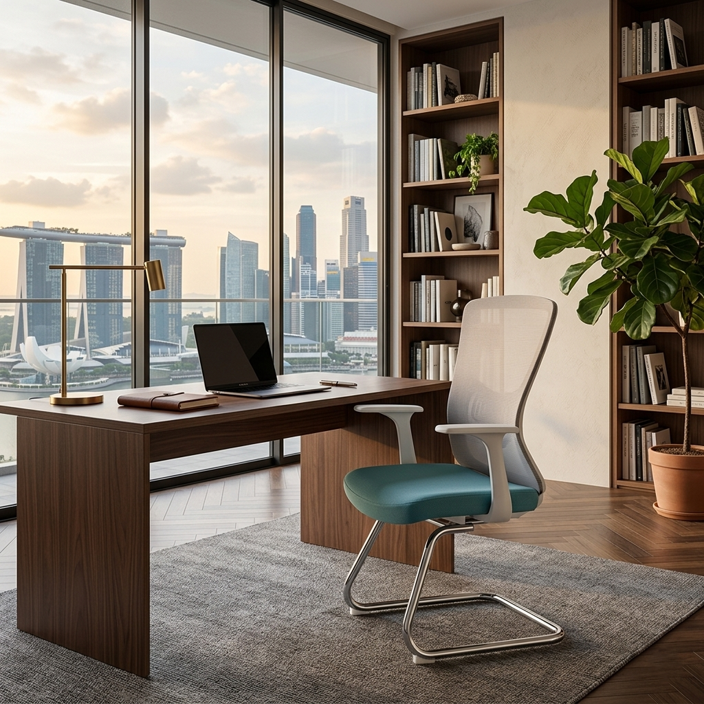 Modern Minimalist Mesh Cantilever Reception Chair - Breathable Backrest Ergonomic Lumbar Support Business-Ready Versatile Design Desk Chair For Home Office