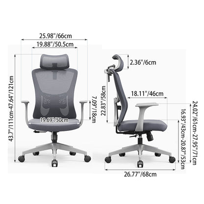 Modern Minimalist High-Back Mesh Staff Office Chair - Adjustable Headrest With Hanger Silent Casters Desk Chair For Home Office