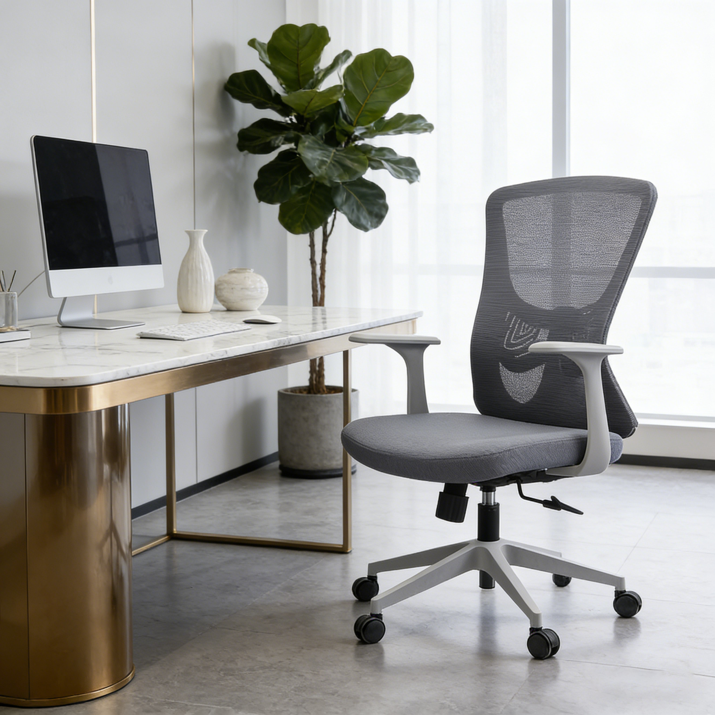 Minimalist Reinforced Mesh Desk Chair - Durable PP Base & Breathable Backrest Cost-Effective Seating Office Chair For Home Office
