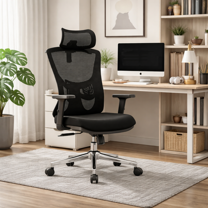 Modern Minimalist High-Back Mesh Executive Chair - High-Load Electroplated Base & Silent Casters Ergonomic Office Chair For Home Office