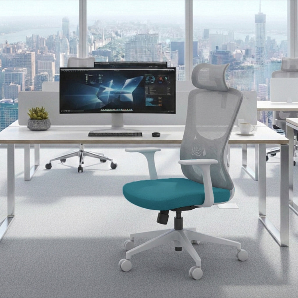 Sleek Minimalist Mesh High-Back Manager Chair - 2D Adjustable TPU Armrests Ergonomic Office Chair For Home Office