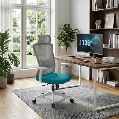 Sleek Minimalist Mesh High-Back Manager Chair - 2D Adjustable TPU Armrests Ergonomic Office Chair For Home Office