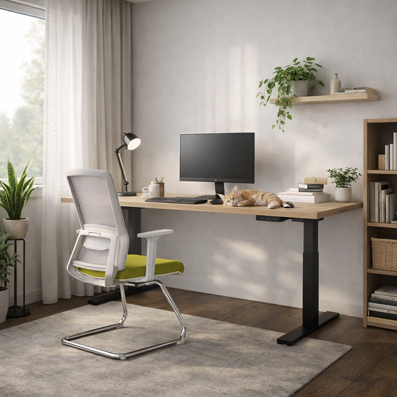 Modern Minimalist Aesthetic Mesh Reception Desk Chair With Lumbar Support - Electroplated Steel Frame Office Chair For Home Office