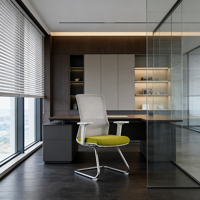 Modern Minimalist Aesthetic Mesh Reception Desk Chair With Lumbar Support - Electroplated Steel Frame Office Chair For Home Office