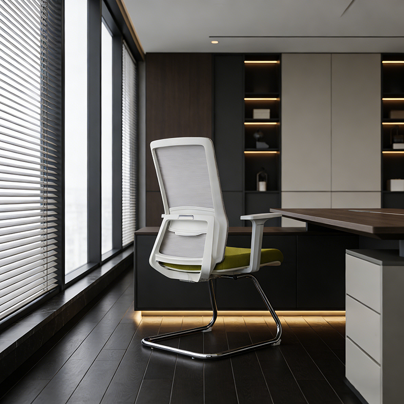 Modern Minimalist Aesthetic Mesh Reception Desk Chair With Lumbar Support - Electroplated Steel Frame Office Chair For Home Office