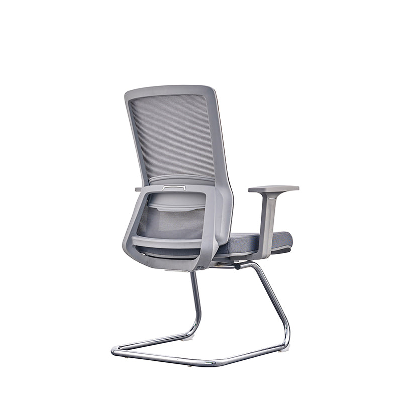 Modern Gray Ergonomic Mesh Visitor Chair With Lumbar Support - Heavy-Duty Cantilever Desk Chair With Electroplated Steel Frame For Home Office