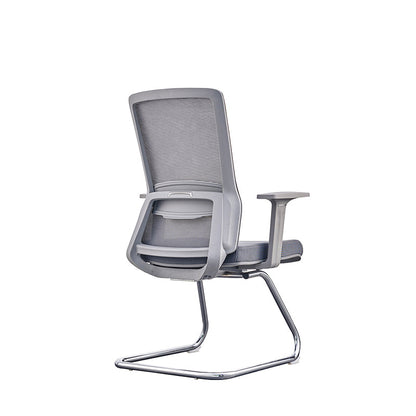 Modern Gray Ergonomic Mesh Visitor Chair With Lumbar Support - Heavy-Duty Cantilever Desk Chair With Electroplated Steel Frame For Home Office