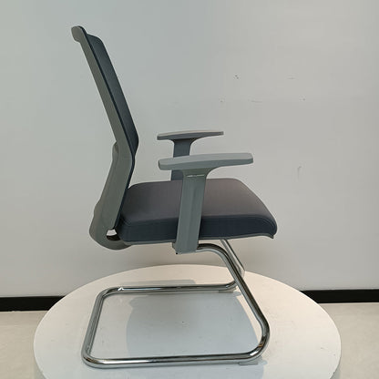 Modern Gray Ergonomic Mesh Visitor Chair With Lumbar Support - Heavy-Duty Cantilever Desk Chair With Electroplated Steel Frame For Home Office