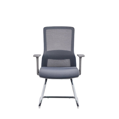 Modern Gray Ergonomic Mesh Visitor Chair With Lumbar Support - Heavy-Duty Cantilever Desk Chair With Electroplated Steel Frame For Home Office