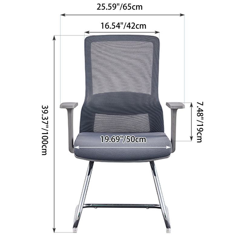 Modern Gray Ergonomic Mesh Visitor Chair With Lumbar Support - Heavy-Duty Cantilever Desk Chair With Electroplated Steel Frame For Home Office