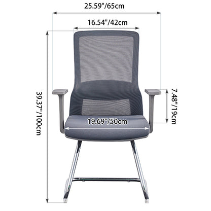 Modern Gray Ergonomic Mesh Visitor Chair With Lumbar Support - Heavy-Duty Cantilever Desk Chair With Electroplated Steel Frame For Home Office