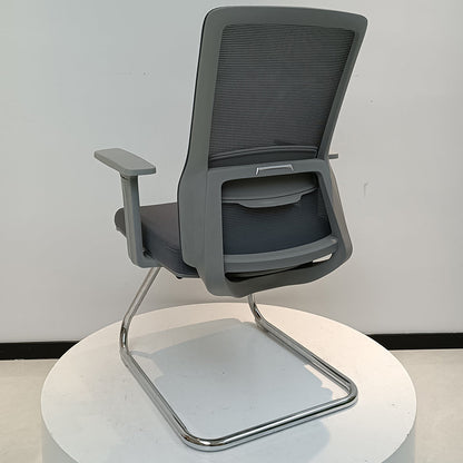 Modern Gray Ergonomic Mesh Visitor Chair With Lumbar Support - Heavy-Duty Cantilever Desk Chair With Electroplated Steel Frame For Home Office