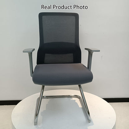 Modern Gray Ergonomic Mesh Visitor Chair With Lumbar Support - Heavy-Duty Cantilever Desk Chair With Electroplated Steel Frame For Home Office