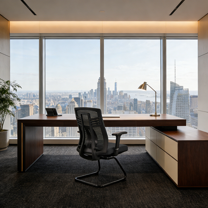 Modern Ergonomic Executive Mesh Desk Chair With Adjustable Lumbar Support - Black Sled Base Meeting Seating Office Chair For Home Office