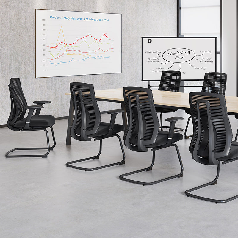 Modern Ergonomic Executive Mesh Desk Chair With Adjustable Lumbar Support - Black Sled Base Meeting Seating Office Chair For Home Office