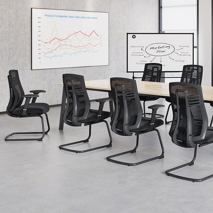 Modern Ergonomic Executive Mesh Desk Chair With Adjustable Lumbar Support - Black Sled Base Meeting Seating Office Chair For Home Office