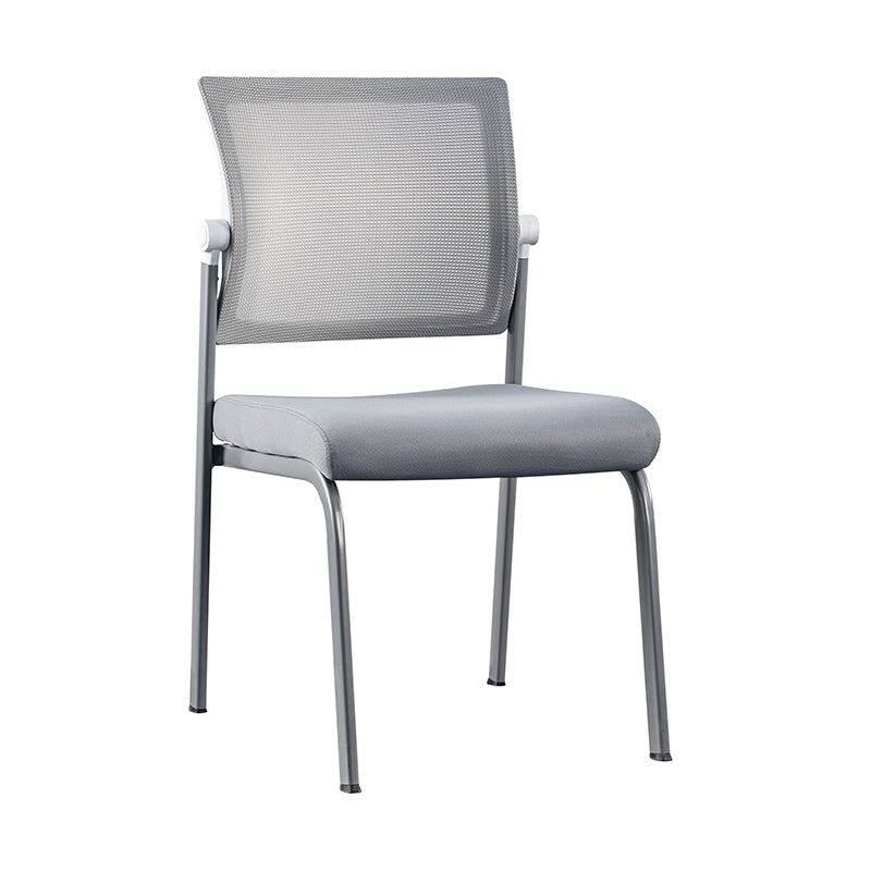 Modern Ergonomic White & Gray Mesh Office Chair - Professional Meeting & Guest Seating With Heavy-Duty Steel Base Desk Chair For Home Office