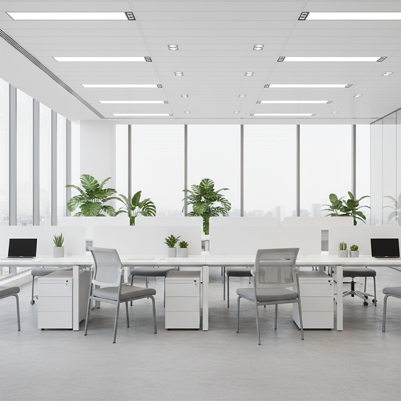 Modern Ergonomic White & Gray Mesh Office Chair - Professional Meeting & Guest Seating With Heavy-Duty Steel Base Desk Chair For Home Office