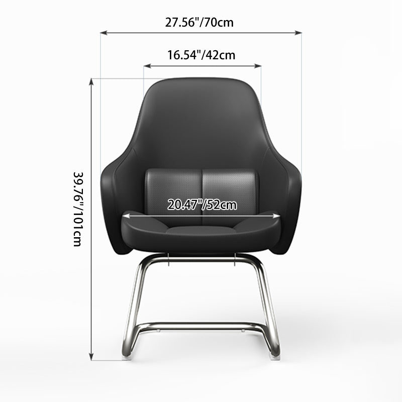 Modern Luxury Executive Conference Office Chair With Silicone Faux Leather - Polished Chrome Frame Desk Chair For Home Office
