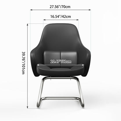 Modern Luxury Executive Conference Office Chair With Silicone Faux Leather - Polished Chrome Frame Desk Chair For Home Office