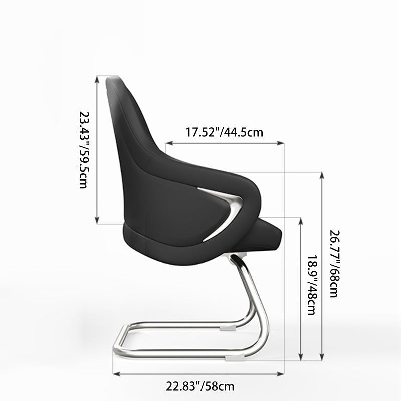 Modern Luxury Executive Conference Office Chair With Silicone Faux Leather - Polished Chrome Frame Desk Chair For Home Office