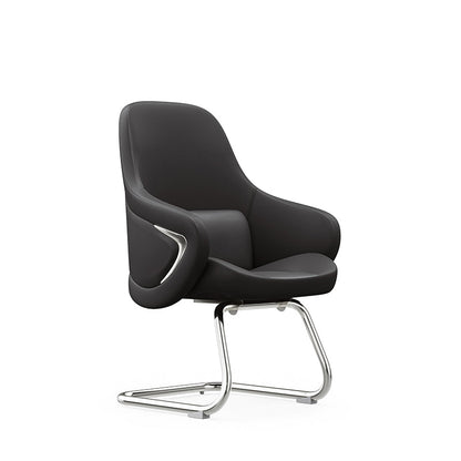 Modern Luxury Executive Conference Office Chair With Silicone Faux Leather - Polished Chrome Frame Desk Chair For Home Office