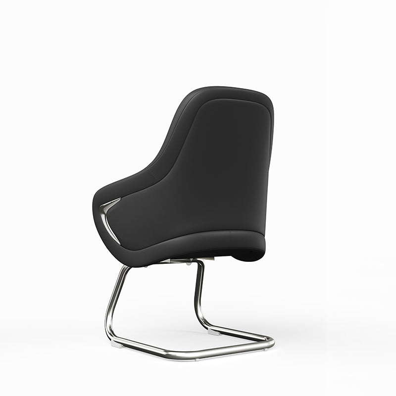 Modern Luxury Executive Conference Office Chair With Silicone Faux Leather - Polished Chrome Frame Desk Chair For Home Office