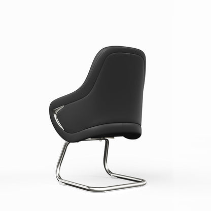 Modern Luxury Executive Conference Office Chair With Silicone Faux Leather - Polished Chrome Frame Desk Chair For Home Office
