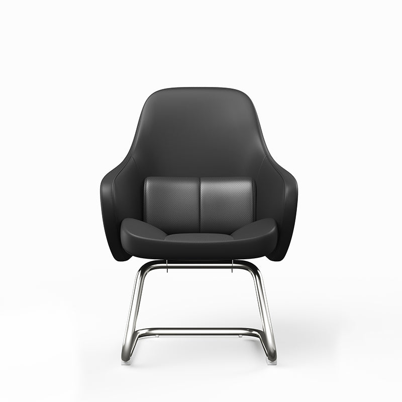 Modern Luxury Executive Conference Office Chair With Silicone Faux Leather - Polished Chrome Frame Desk Chair For Home Office