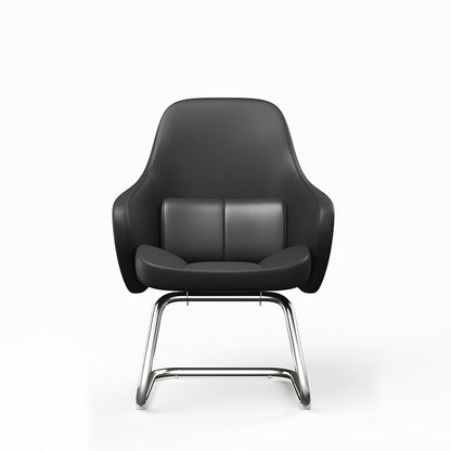Modern Luxury Executive Conference Office Chair With Silicone Faux Leather - Polished Chrome Frame Desk Chair For Home Office
