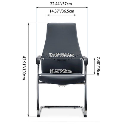 Modern Luxury Executive PU Leather Office Chair With Chrome Sled Base - Ergonomic Support Desk Chair For Home Office