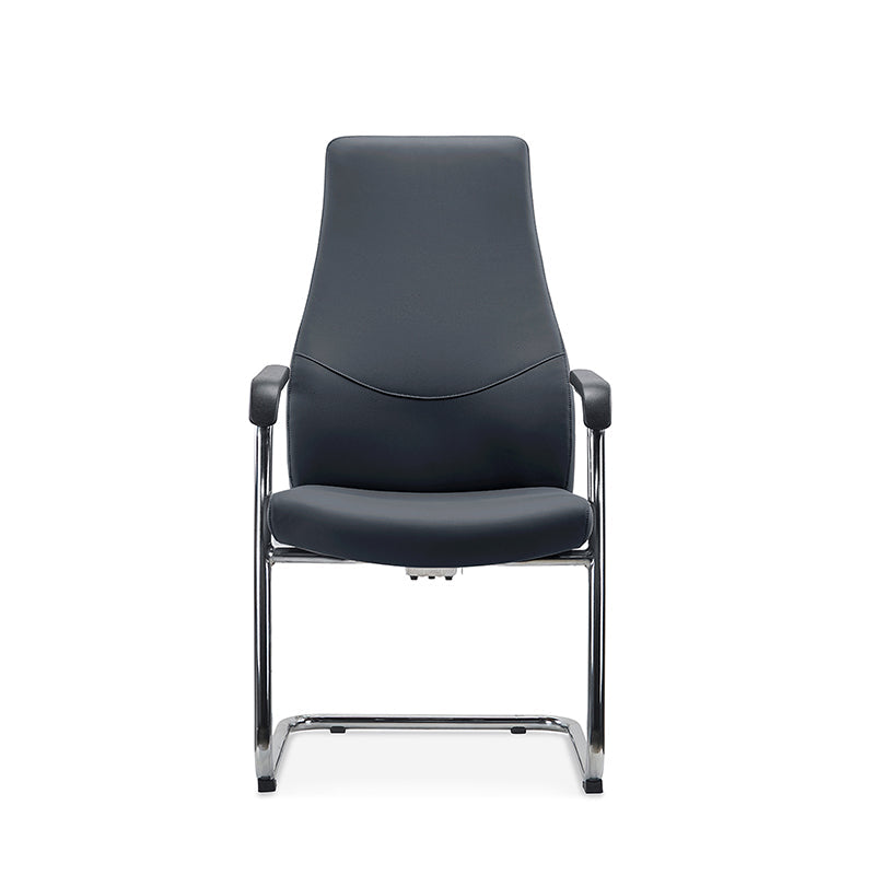 Modern Luxury Executive PU Leather Office Chair With Chrome Sled Base - Ergonomic Support Desk Chair For Home Office