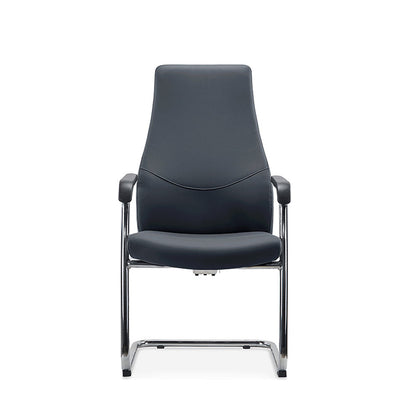 Modern Luxury Executive PU Leather Office Chair With Chrome Sled Base - Ergonomic Support Desk Chair For Home Office